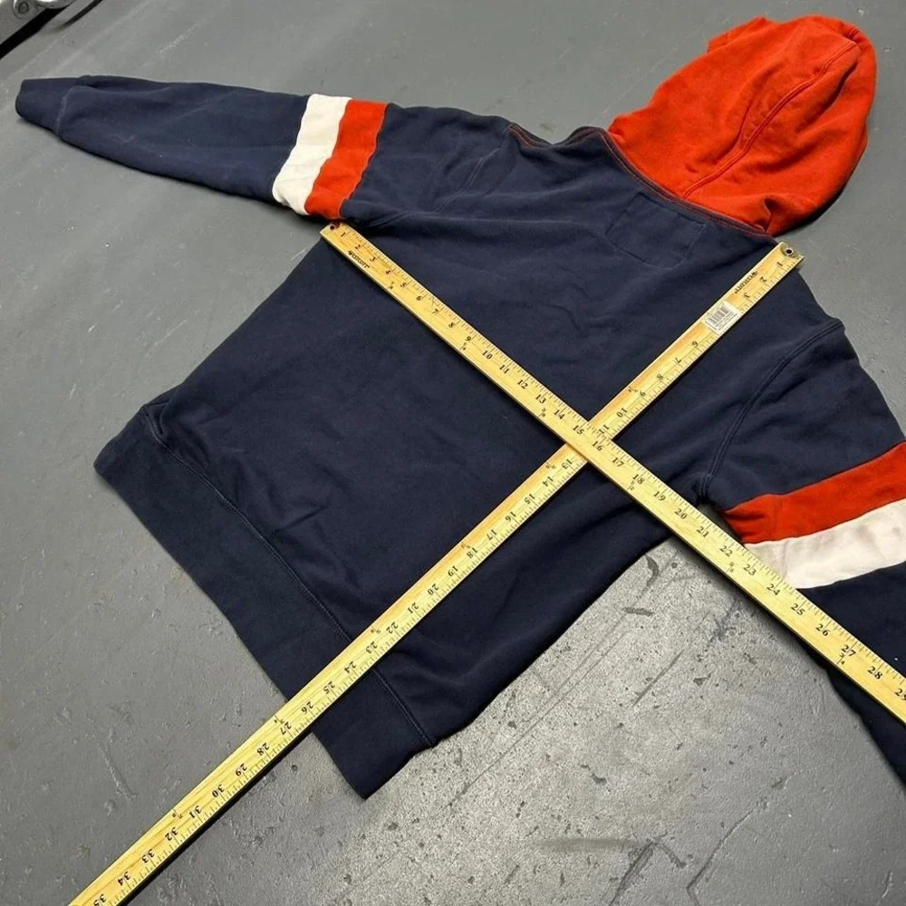 Men's Y2K True religion graphic hoodie Navy orange and white